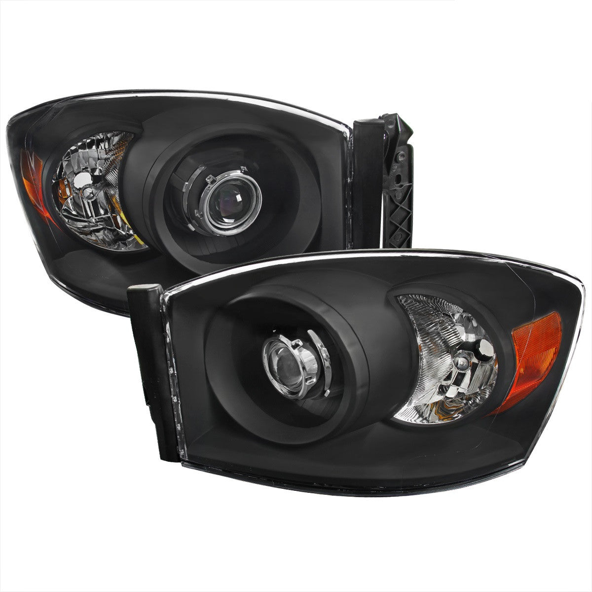 Spec-D 06-08 Dodge Ram Retro Style Projector Headlights Black
