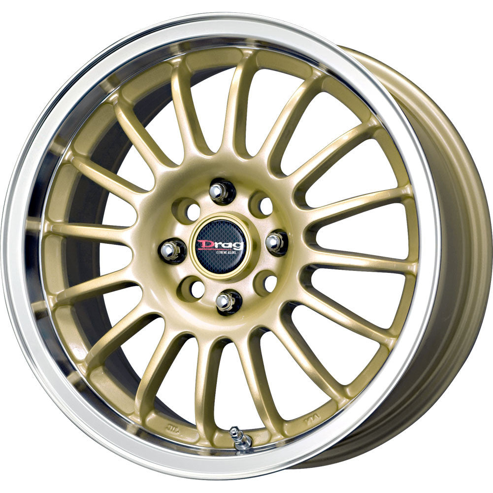 Drag Wheels Dr-41 15X7 4X100 4X114.3 Gold Rims Polished Lip Rims