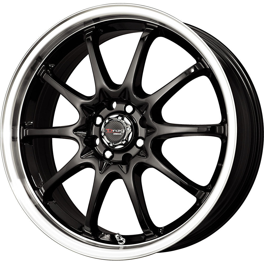 Drag Wheels Dr-9 17X7 5X108 5X115 Mach Black Lip 10-Spoke Rims