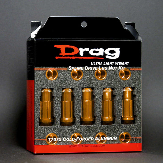 Drag Wheels 12x1.25 Gold Open End Splined Aluminum Extended Lug Nuts