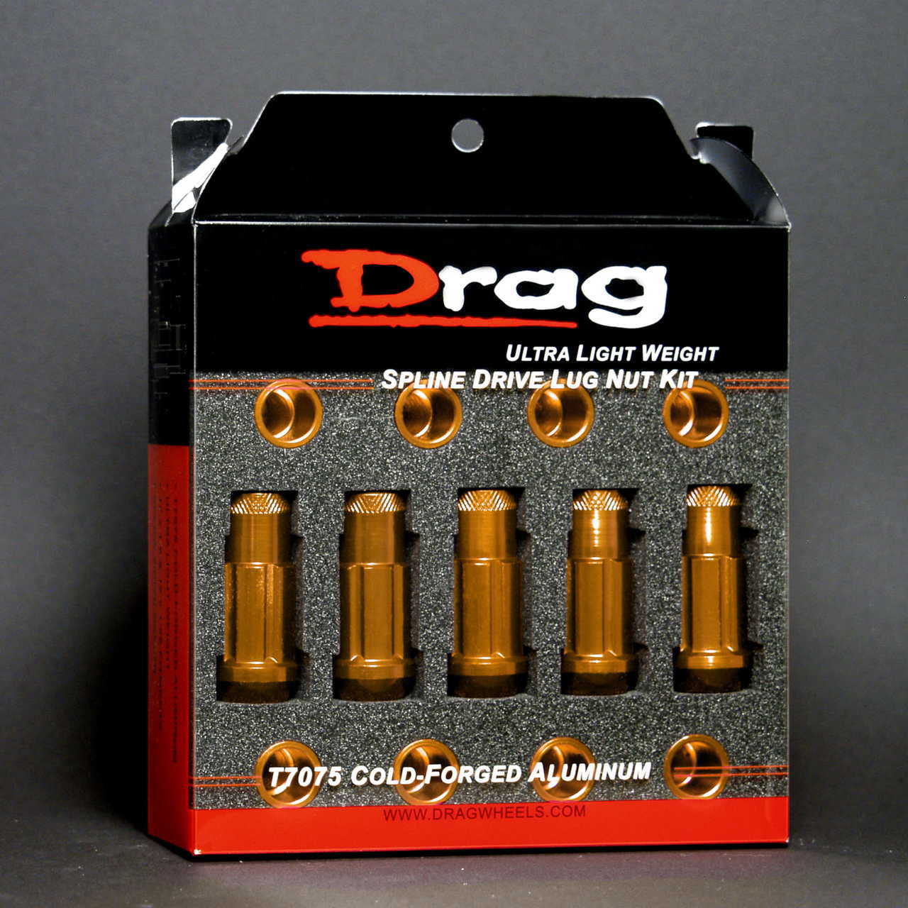 Drag Wheels 12x1.5 Gold Open End Splined Aluminum Extended Lug Nuts