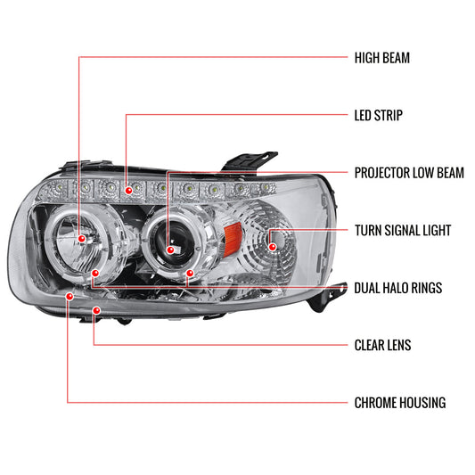2005-2007 Ford Escape Projector Spec-D Headlights Chrome