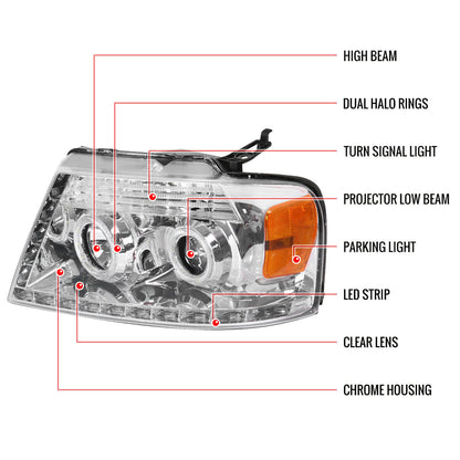 2004-2008 F150 Dual halo Pro headlights with LED