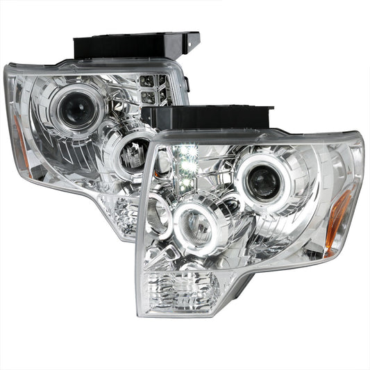 Spec-D 09-14 Ford F150 Dual Halo Projector Headlights Chrome