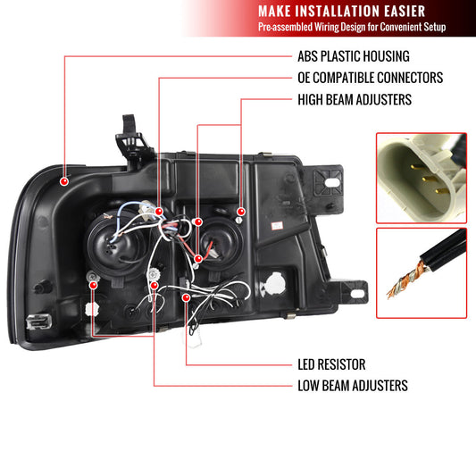 2004-2008 Ford F150 Halo LED Projector Spec-D Headlights Black