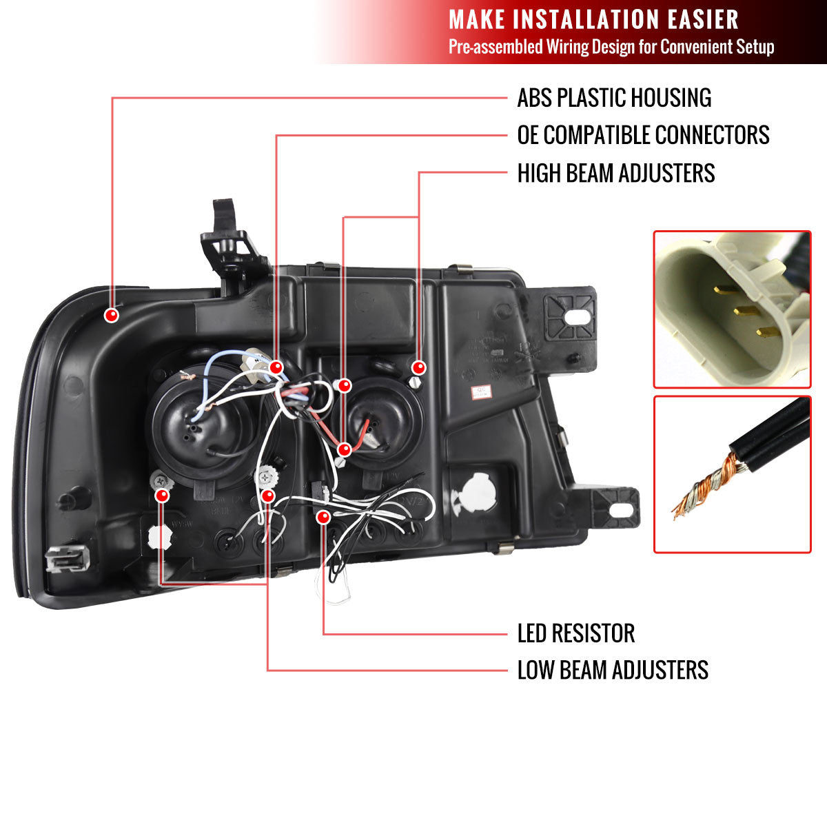 2004-2008 Ford F150 Halo LED Projector Spec-D Headlights Chrome