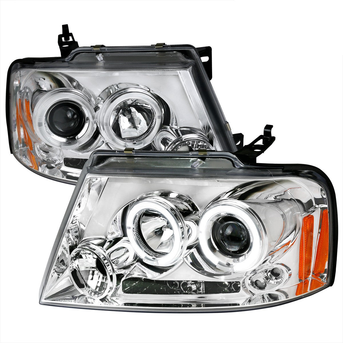 Spec-D 04-08 Ford F150 Halo LED Projector Headlights Chrome