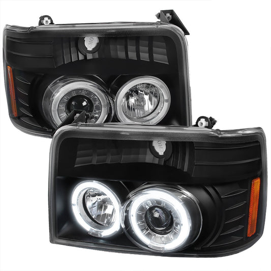 Spec-D 92-96 Ford F150 Halo Projector Headlights V2 Black