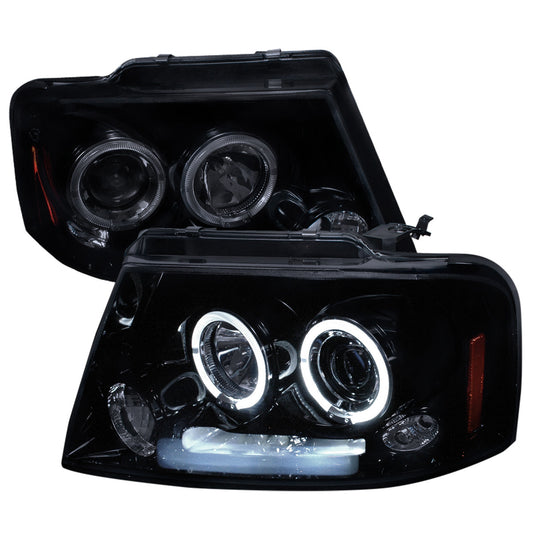 Spec-D 04-08 Ford F150 Halo Projector Headlights Black Smoked