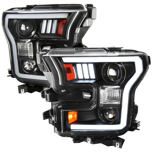 Spec-D 15-17 Ford F150 LED Projector Headlights Black