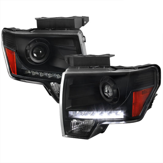 Spec-D 09-14 Ford F150 Projector Headlights Black