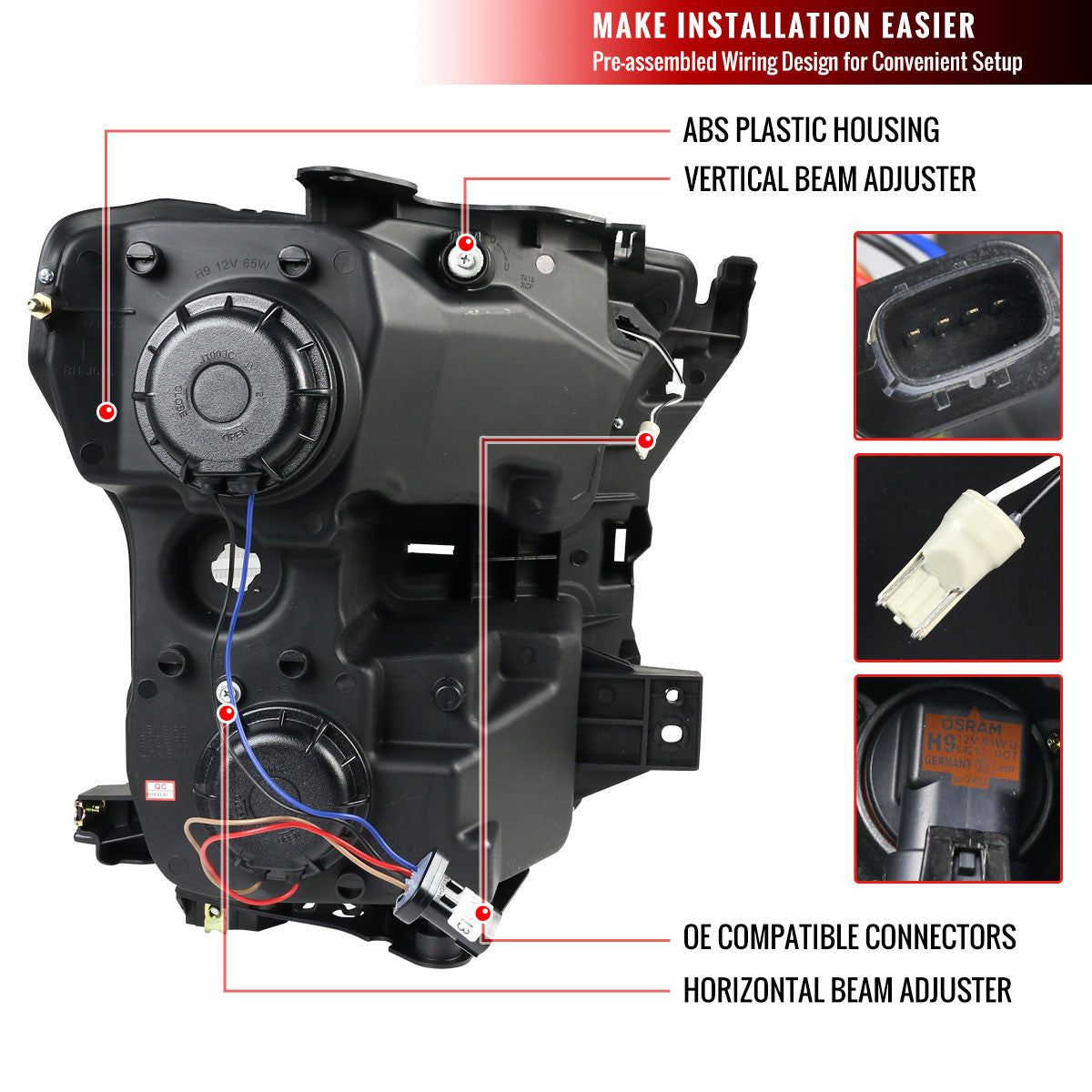 2015-2017 Ford F150 LED Rim Projector Black Spec-D Headlights Smoked