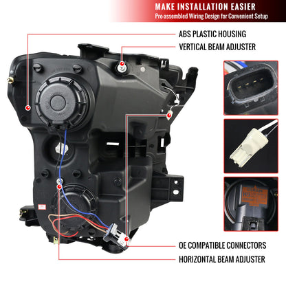 2015-2017 Ford F150 LED Rim Projector Black Spec-D Headlights Smoked