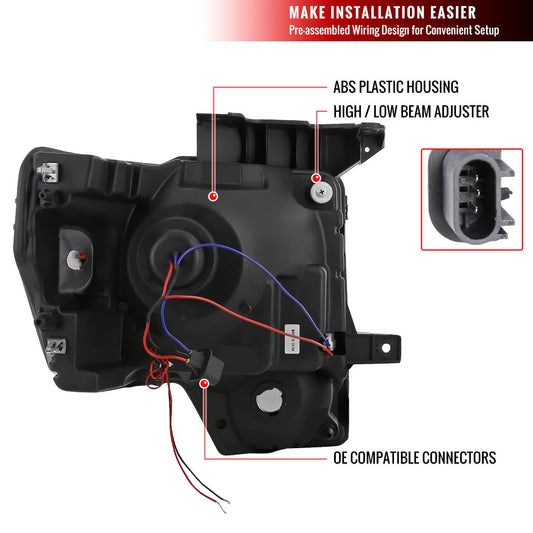 2009-2014 Ford F150 Projector Spec-D Headlights Chrome