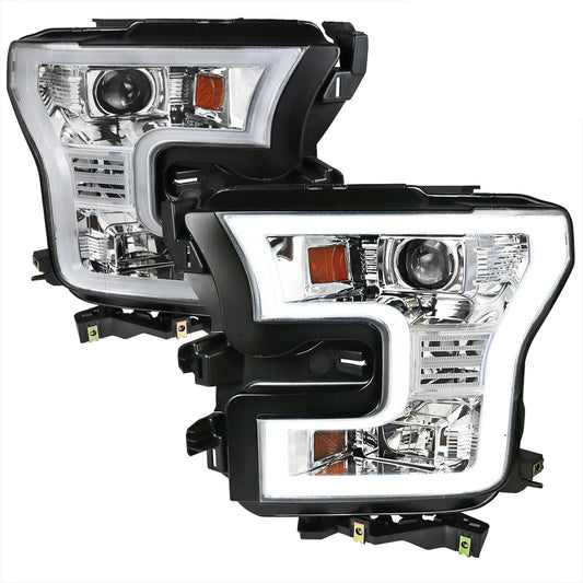 Spec-D 15-17 Ford F150 LED Rim Projector Headlights Chrome