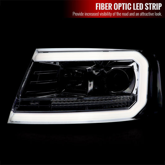 2004-2008 Ford F150 Projector Spec-D Headlights LED Bar Chrome