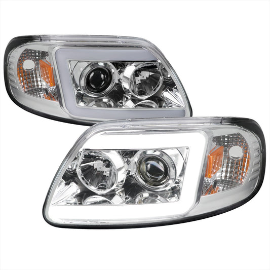Spec-D 97-03 Ford F150 Projector Headlights LED Bar Chrome