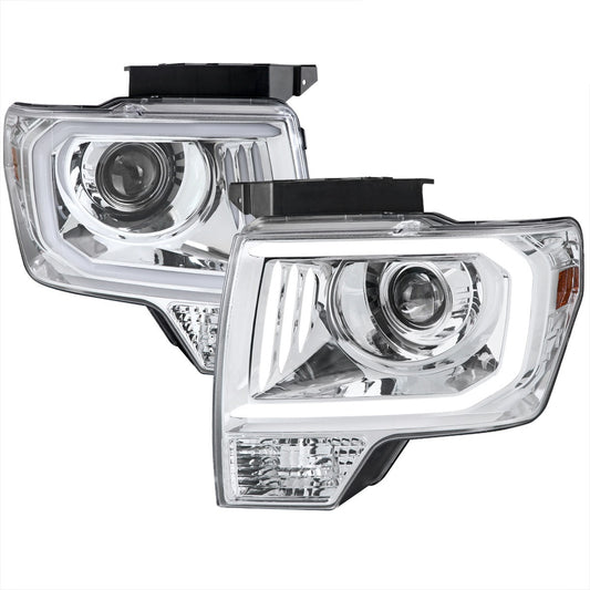 Spec-D 09-14 Ford F150 Projector Headlights LED Bar Chrome