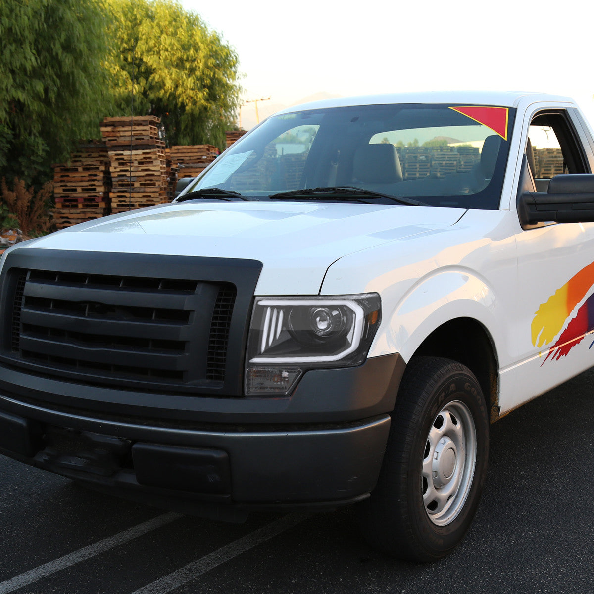 2009-14 Ford F150 Projector Headlights LED Bar Black Clear