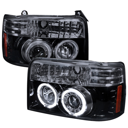 Spec-D 92-96 Ford F150 Projector Headlights Black Smoked