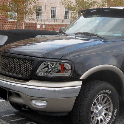 2LHP-F15097BK-G2-TM 1997-04 Ford F150 Projector Headlights Black Clear