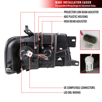 2004-2008 Ford F150 Projector LED Bar Spec-D Headlights Black Smoked