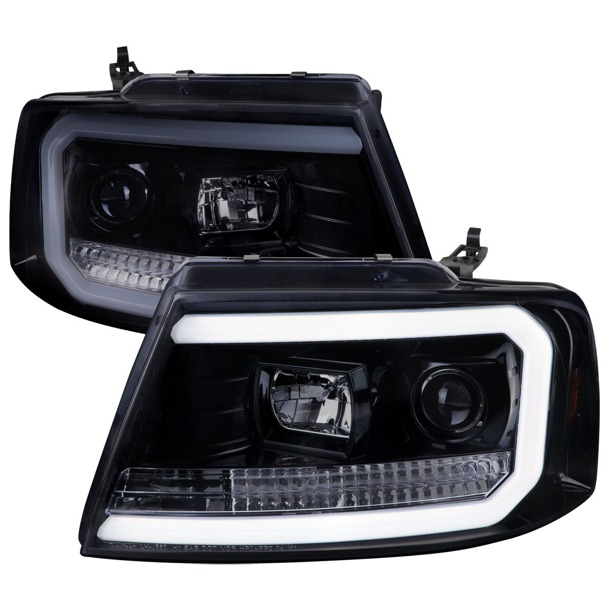 Spec-D 2004-08 Ford F150 Projector LED Bar Headlights Black Smoked