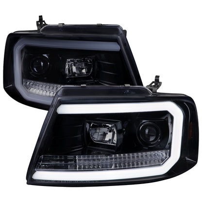 Spec-D 2004-08 Ford F150 Projector LED Bar Headlights Black Smoked