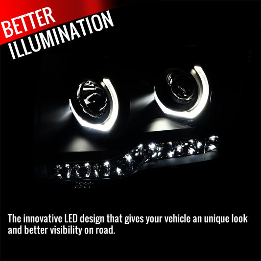 2009-2014 Ford F150 U-Ring Projector LED Strip Black Smoked