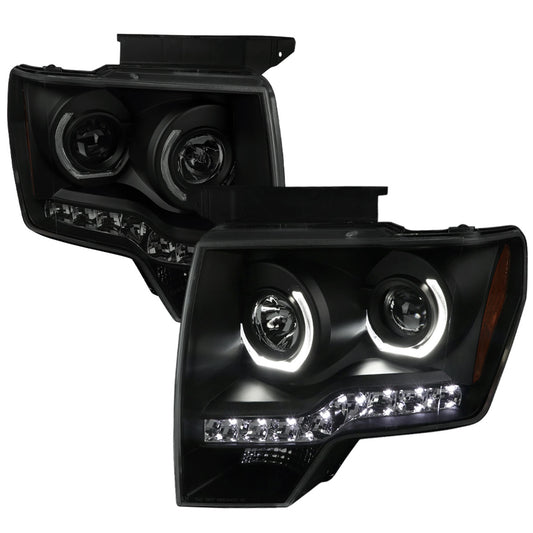 Spec-D 09-14 Ford F150 U-Ring Projector LED Strip Black Smoked