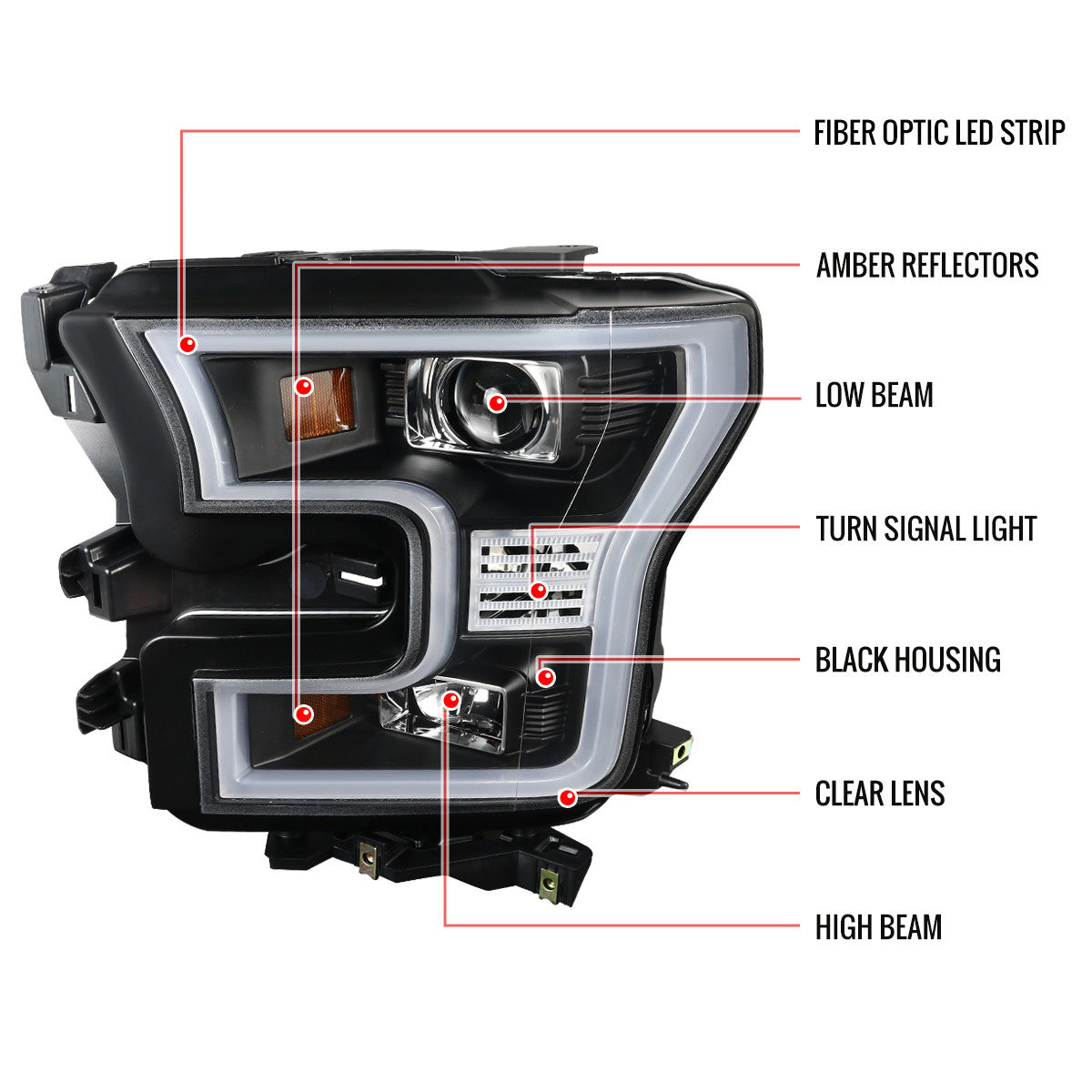 2LHP-BW16406JM-TM 2006-08 Mercedes W164 Projector Headlights Sequoia LED Bar Black