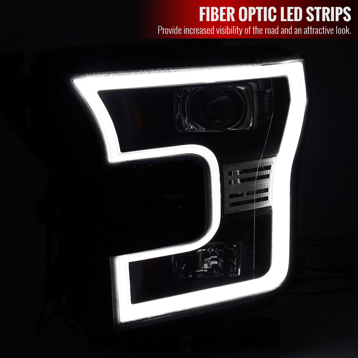 2015-2017 Ford F150 LED Bar Spec-D Headlights Black Clear Lens