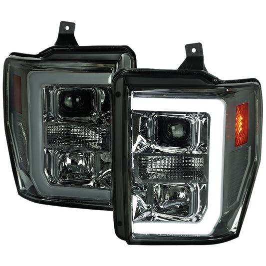 Spec-D 08-10 Ford F250 F350 F450 Projector Headlights Chrome Smoked