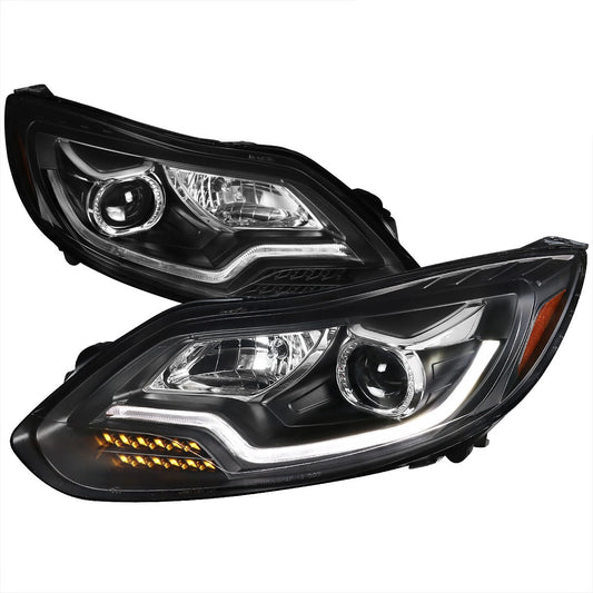 Spec-D 12-14 Ford Focus Projector Headlights Sequential LED Black