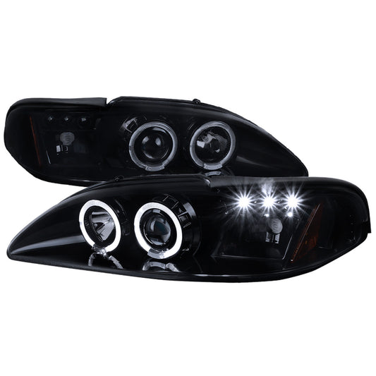 Spec-D 94-98 Ford Mustang Projector Black Headlights Smoked