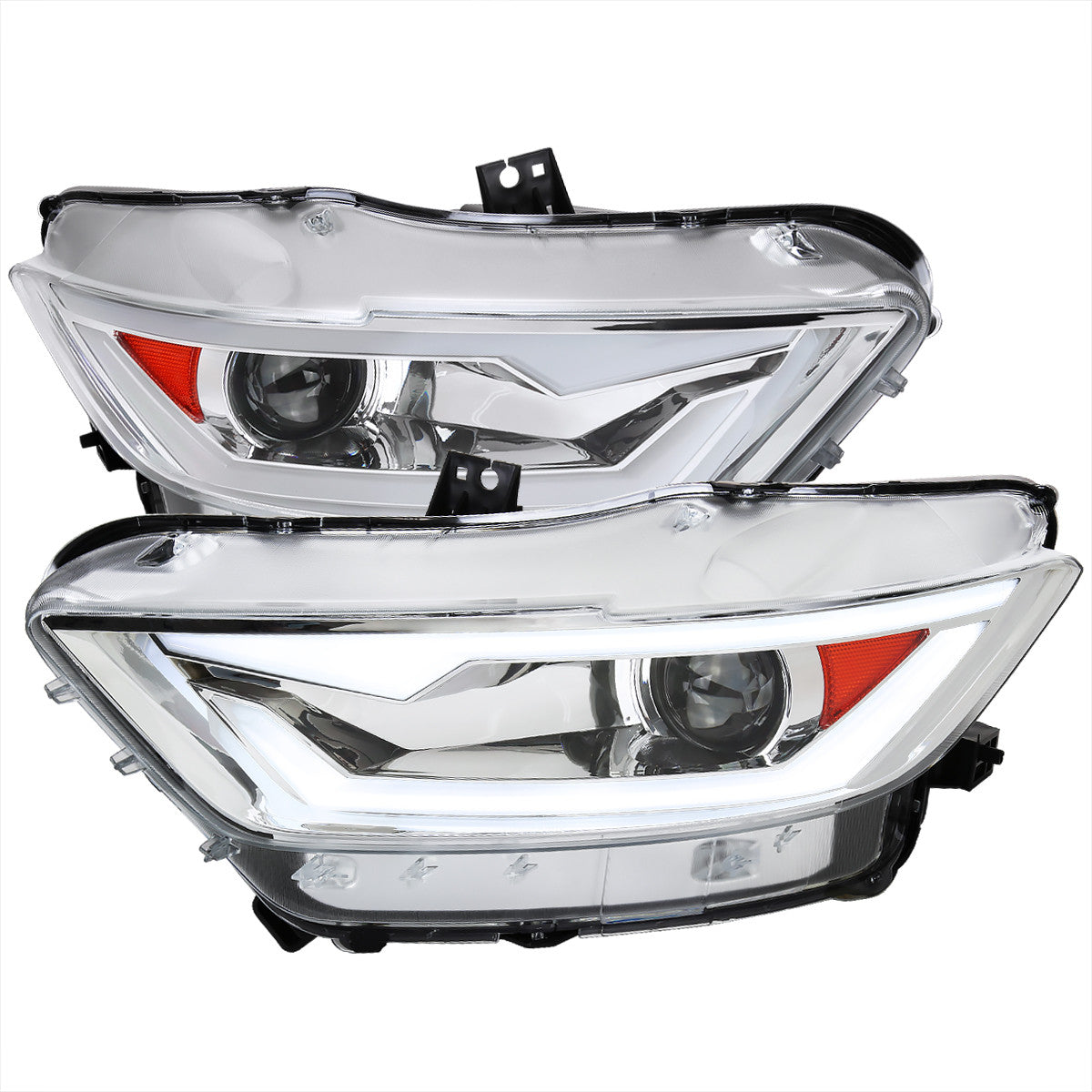 Spec-D 15-20 Ford Mustang LED Bar Projector Headlights Chrome