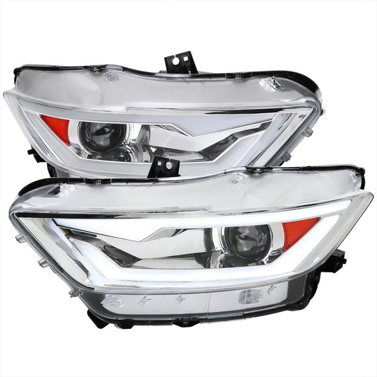 Spec-D 15-20 Ford Mustang LED Bar Projector Headlights Chrome