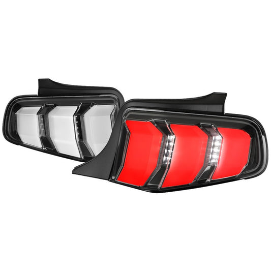 Spec-D 10-12 Ford Mustang white LED Bar Tail Lights Black Trim