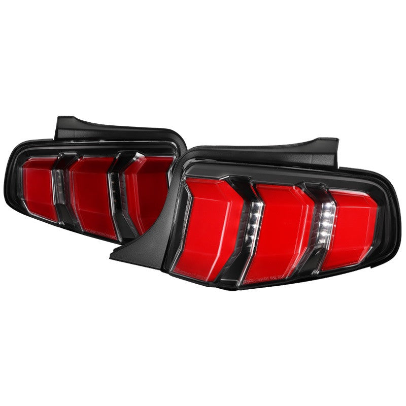 Spec-D 10-12 Ford Mustang Led Red/ white Bar Tail Lights Black