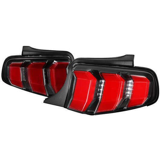 Spec-D 10-12 Ford Mustang Led Red/ white Bar Tail Lights Black