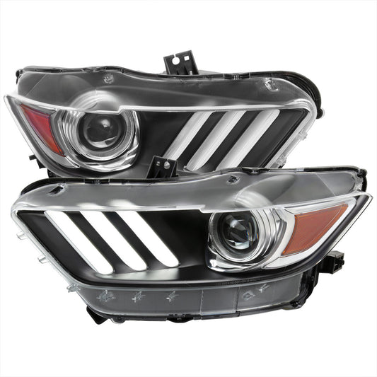 Spec-D 15-20 Ford Mustang Projector Headlights Black Clear