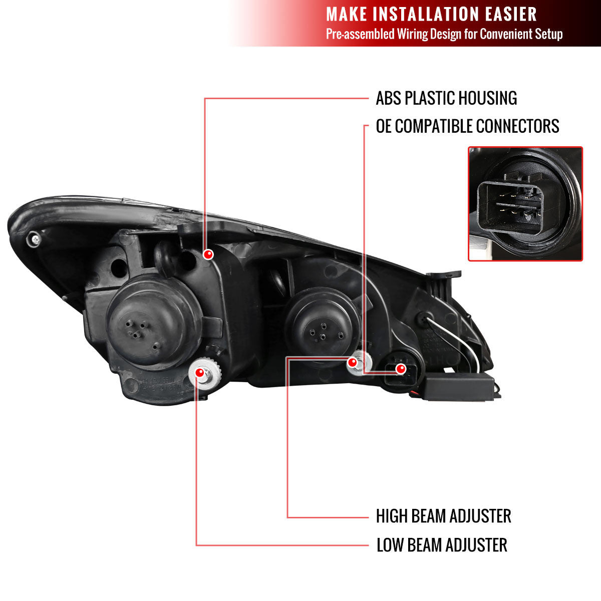 2010-2012 Hyundai Genesis 2DR Projector Spec-D Headlights Black