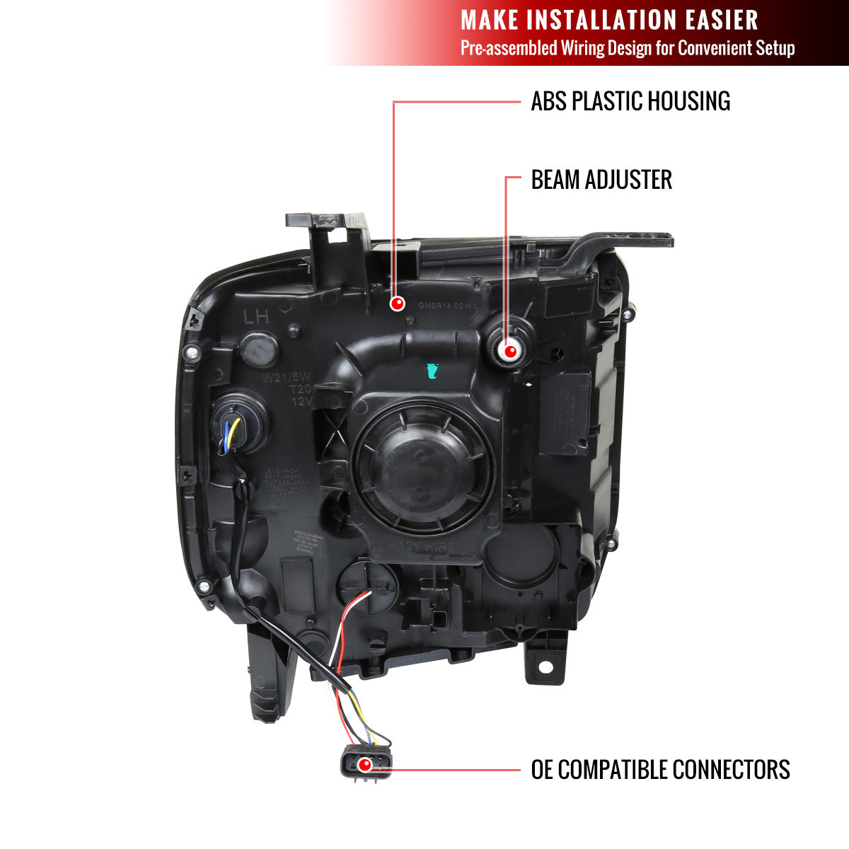 2014-19 GMC 2500HD Projector Headlights Black