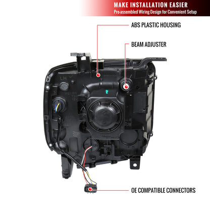 2014-19 GMC 2500HD Projector Headlights Black