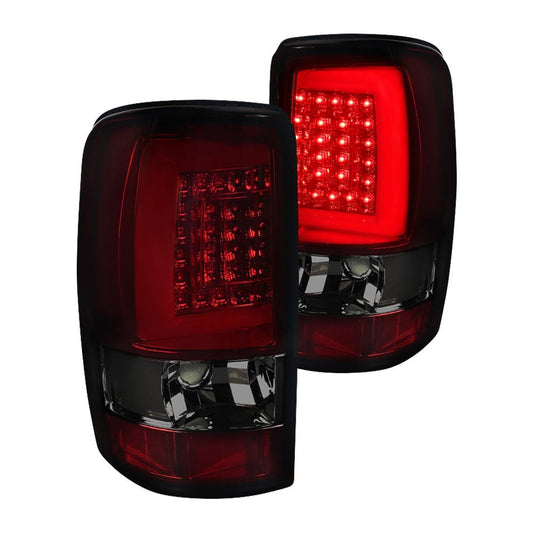 Spec-D 00-06 Gmc Denali Tahoe Led Bar Tail Lights- Red Smoke Lens Chrome (LT-DEN00RGLED-G2-TM)