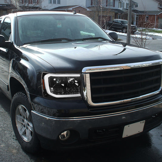 2007-2014 GMC Sierra Projector Spec-D Headlights Black Clear