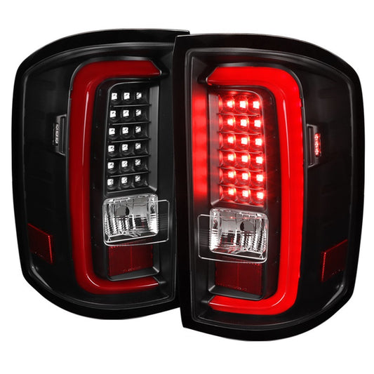 Spec-D 14-18 Gmc Sierra Led Tail Lights Full Black Housing Clear Lens (LT-SIE14JRLED-TM)