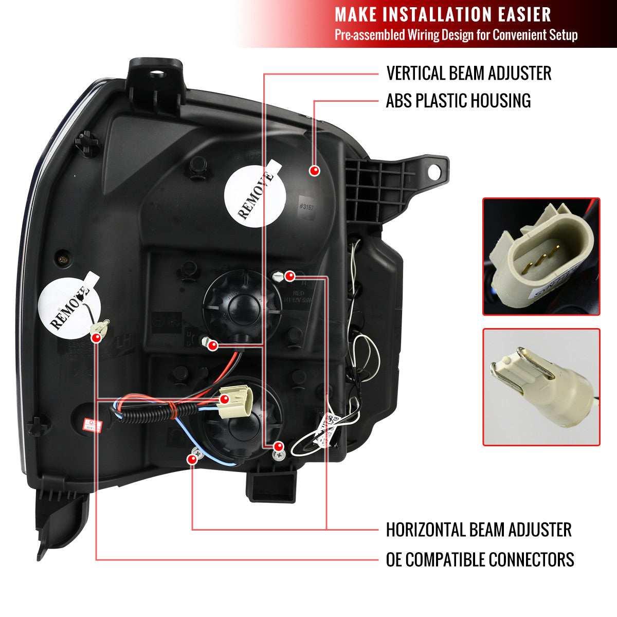 2LHP-DEN00-TM 2000-06 GMC Denali Halo Projector Headlights Chrome