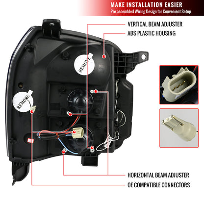 2LHP-DEN00-TM 2000-06 GMC Denali Halo Projector Headlights Chrome