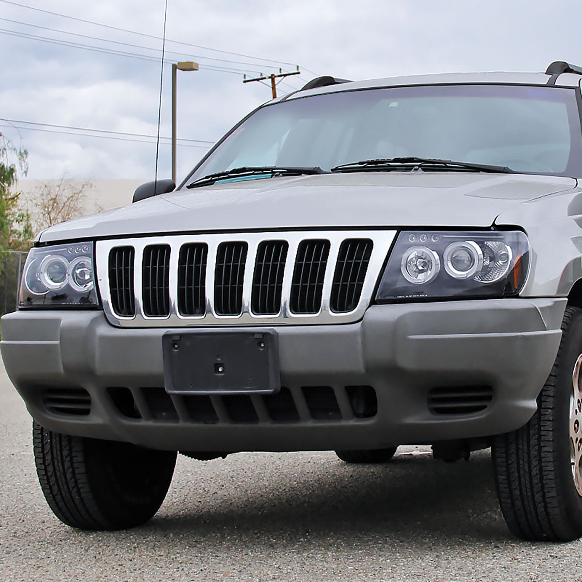 Black Bezel Dual Halo Projector LED Headlights For 2005-2007 Jeep Grand Cherokee - Pair